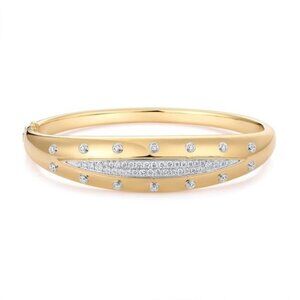 Floral Radiance 14K (or 18k upon request) Yellow Gold Bangle Bracelet